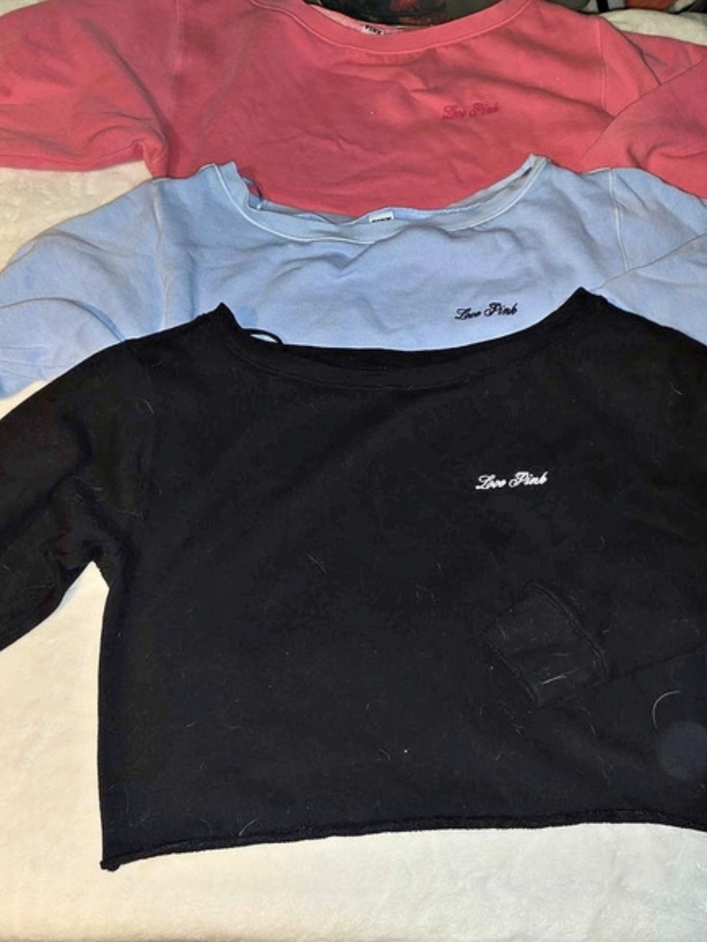 PINK Three-Piece Cropped Sweatshirt Set in & Blue Size XS